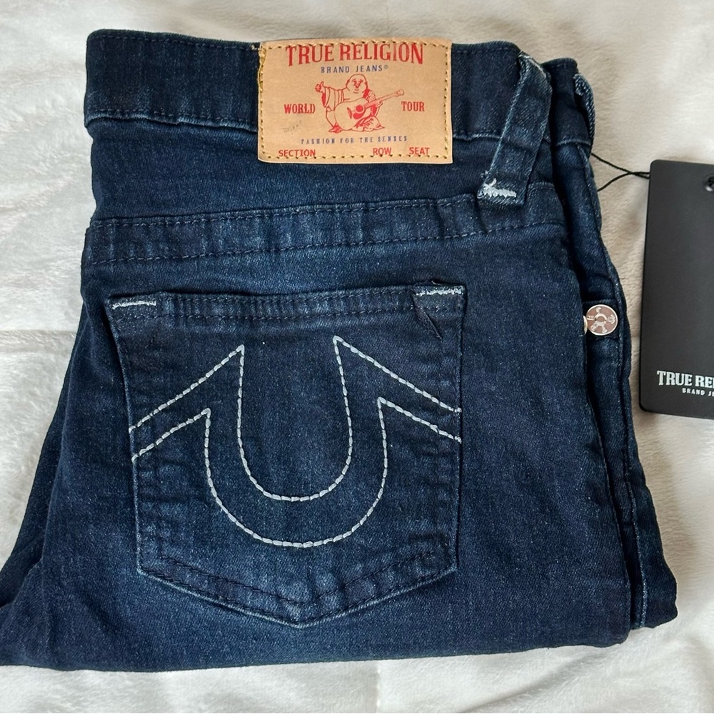 New TRUE RELIGION Geno Relaxed Slim YOUTH (Sz 16) Girls Dark Blue ($149)
